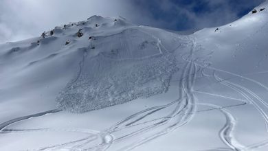 La valanga mai vista su questo breve pendio, innescata a distanza da un passaggio, foto M. Comi