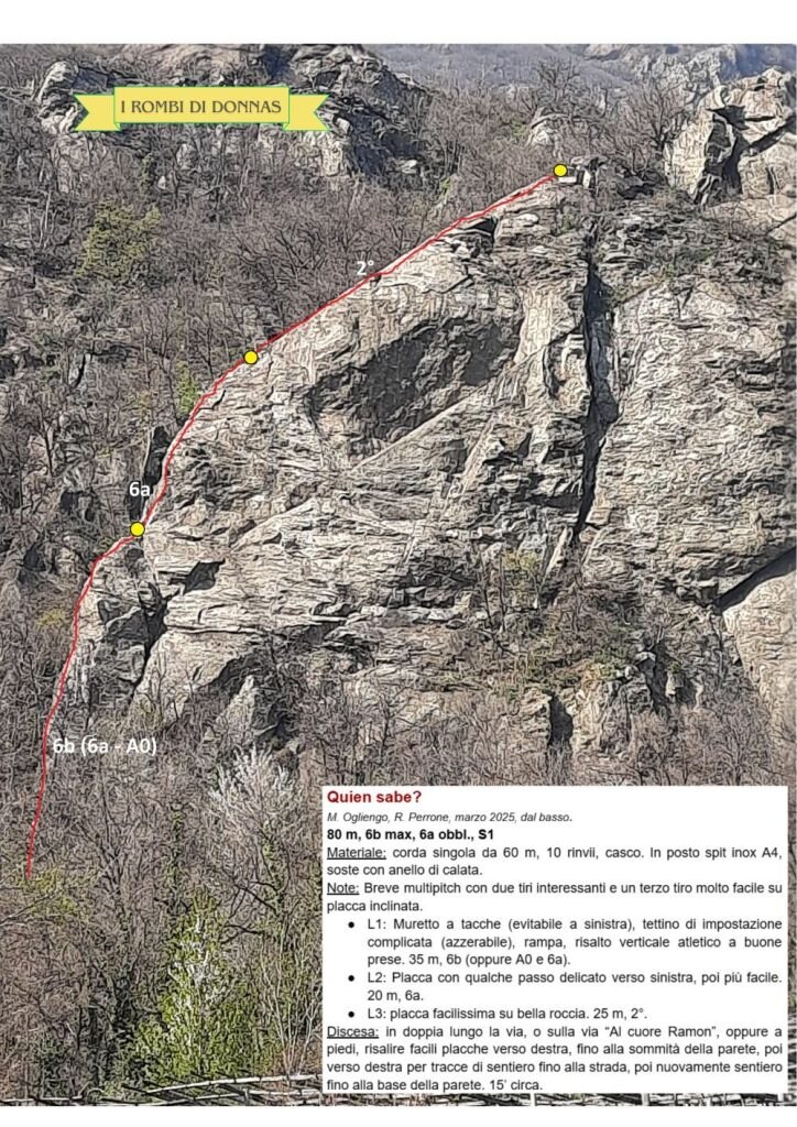 Quien sabe, una delle ultime vie di salita aperte sulla falesia di Donnas
