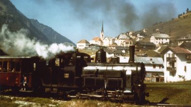 L'antico treno della Val Gardena a Santa Cristina. Foto cumededa te raida sota l Hotel Post