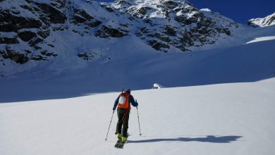 Scivoliamo con calma, lontani da tutto (foto M. Comi)