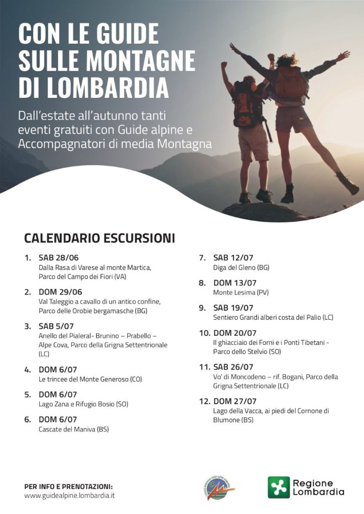 Il calendario delle escursioni