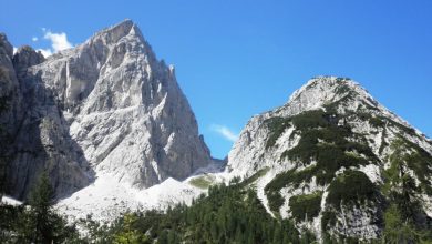 Jof Fuart, Sella Nabois e Nabois Grande dal Rifugio Pellarini. Foto Carlo Donati