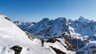 Scialpinismo sopra Arolla con la Dent Blanche sullo sfondo