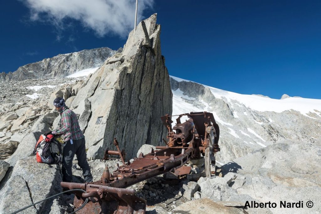 Il cannone installato dagli austriaci alla Bocchetta del cannone durante la Grande Guerra. Foto Alberto Nardi