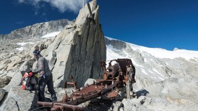 Il cannone installato dagli austriaci alla Bocchetta del cannone durante la Grande Guerra. Foto Alberto Nardi