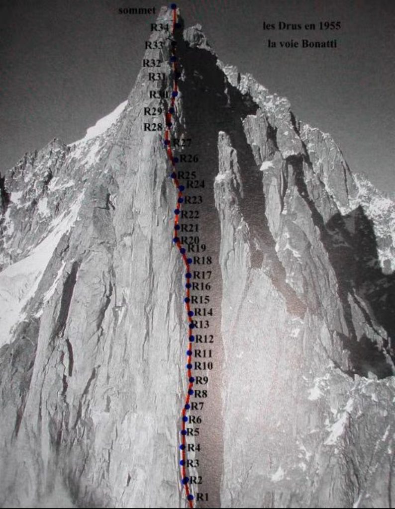 La via di Bonatti sul Petit Dru
