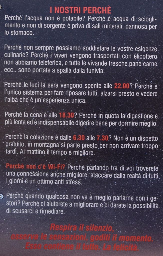 La seconda parte del manifesto del rifugio. Foto Cesare Re
