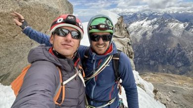 Alex Úbeda e Manolo López sulla parete nord del West Cashan. Foto Á.Úbeda