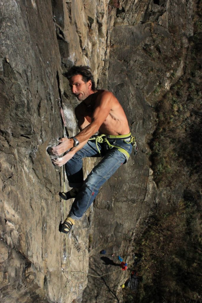 In falesia a Vipiteno sul tiro Wams, di 7c+