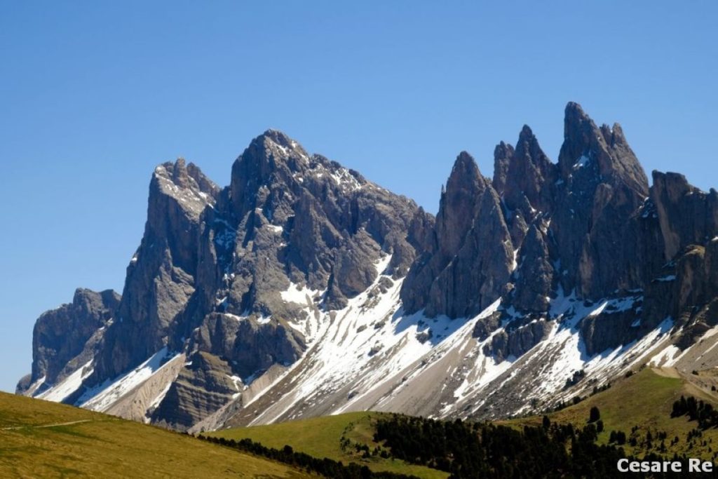 Le Odle viste dalla zona di Passo Brogles. Foto Cesare Re