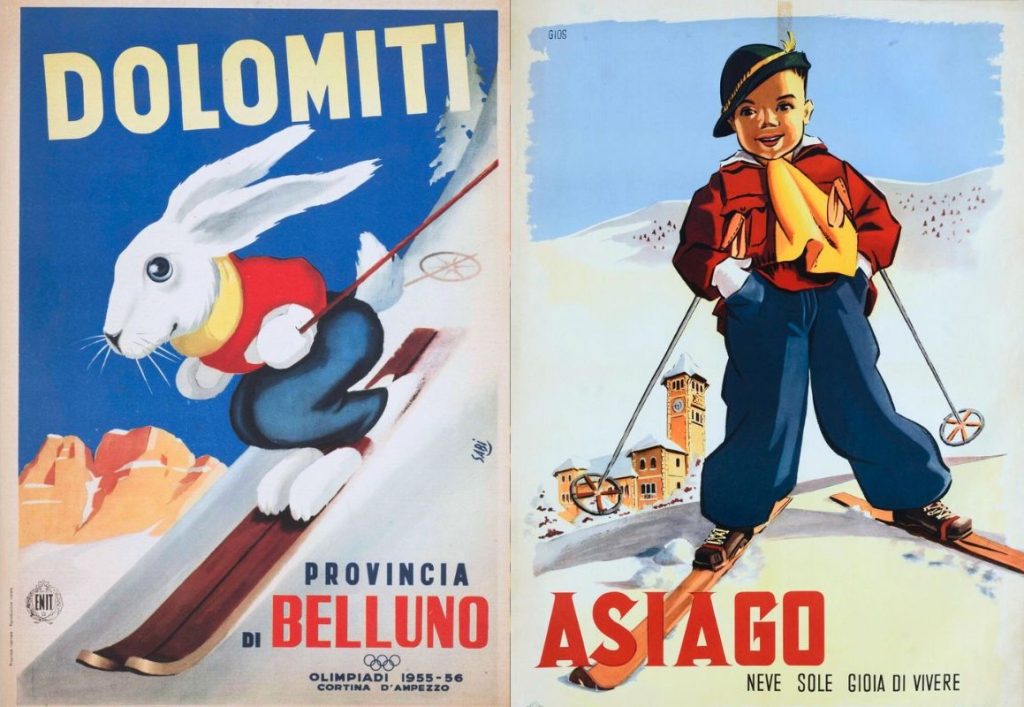 Due manifesti promozionali della metà del secolo scorso (Museo Nazionale Collezione Salce)