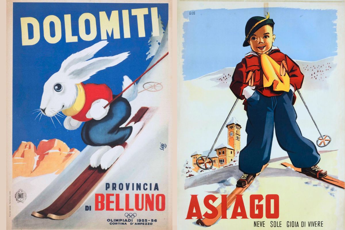Due manifesti promozionali della metà del secolo scorso (Museo Nazionale Collezione Salce)