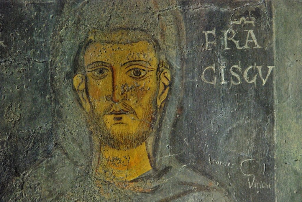 Un ritratto di San Francesco nel Sacro Speco di Subiaco, foto Stefano Ardito