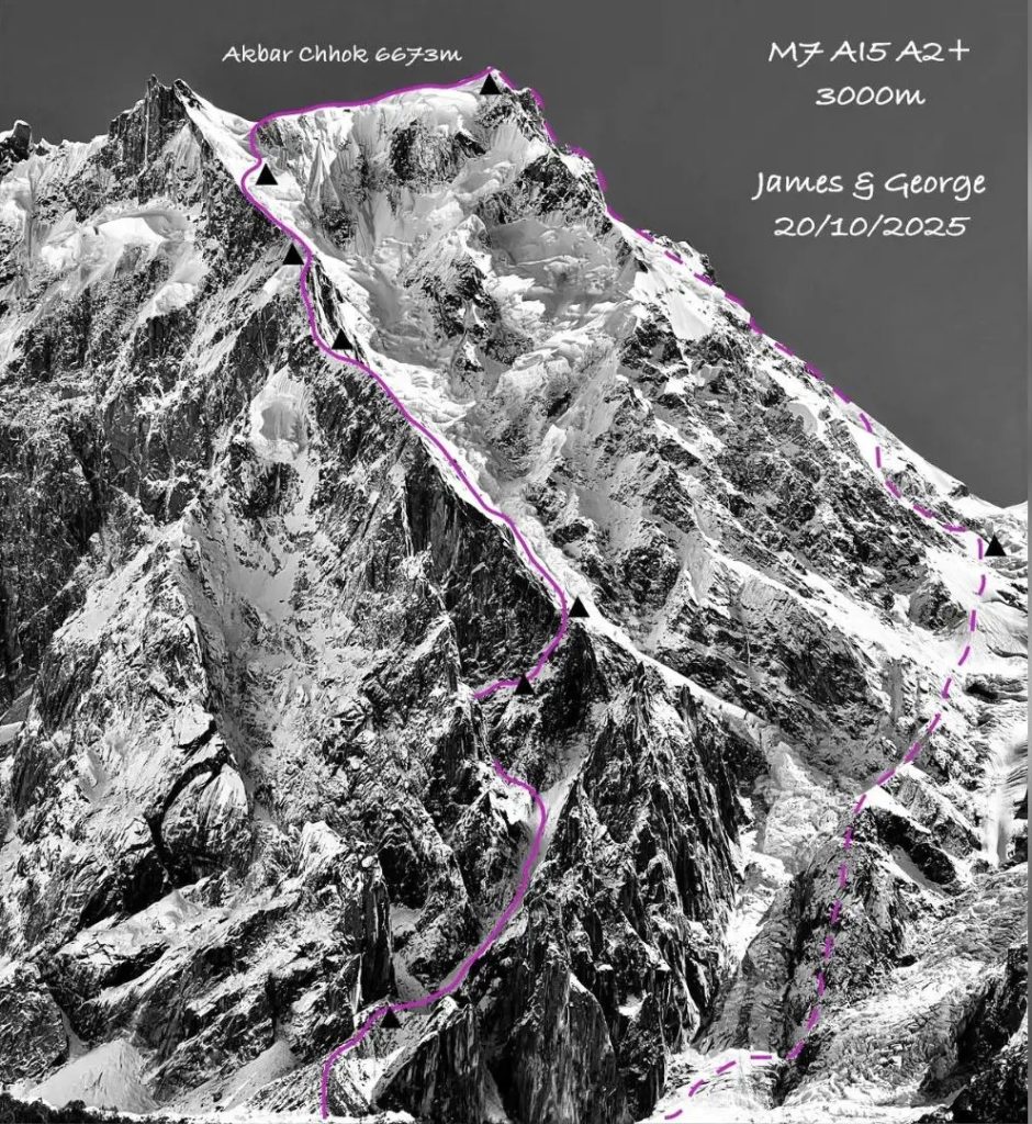 La linea di salita. Foto George Ponsonby e James Price