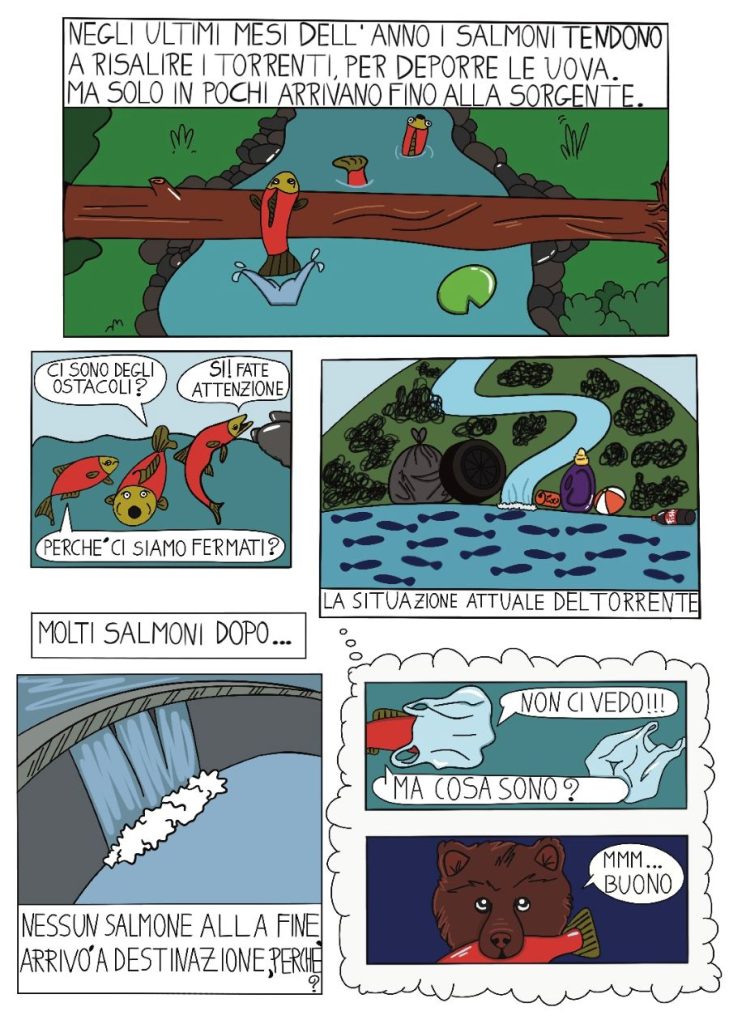 I Salmoni che risalgono i torrenti, opera di Sebastiano Mangiagli