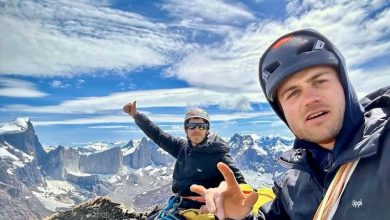 Hernan Rodriguez Salas e Sebastian Pelletti durante una precedente ascensione. Foto Sebastian Pelletti, Hernan Salas