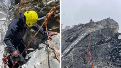 La ferrata ai piedi del Nuptse, foto Marc Batard