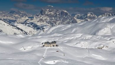 Il Rifugio Rosetta sull'Altopiano delle Pale di San Martino. Foto Anton Bray