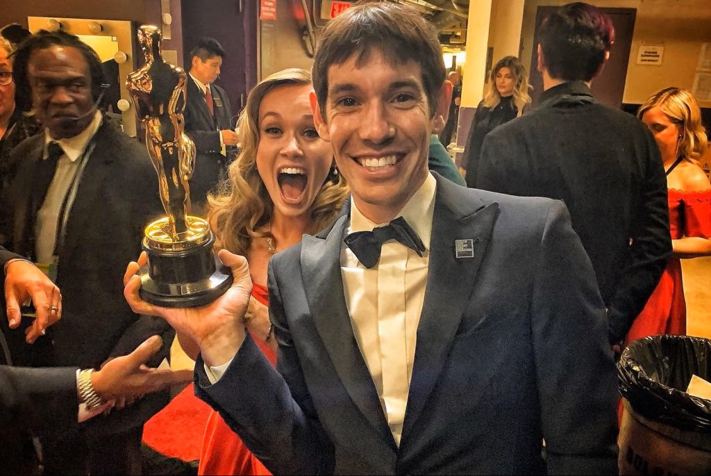Alex Honnold e Sanni McCandless alla notte degli Oscar nel 2018- Foto FB Jimmy Chin