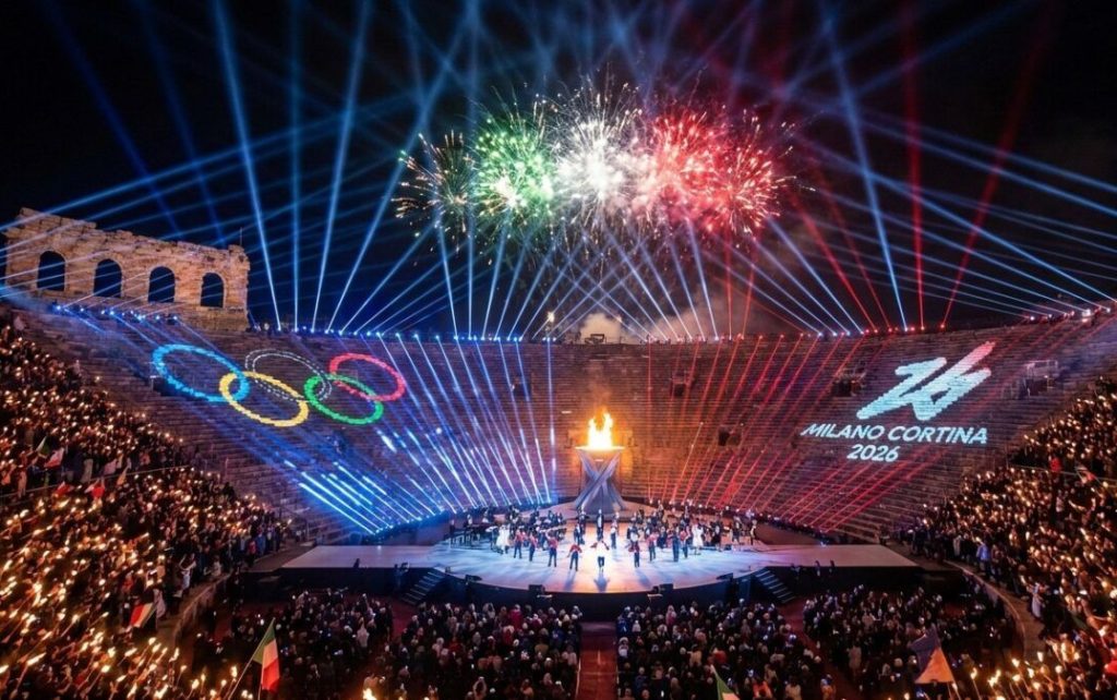 La cerimonia di chiusura delle Olimpiadi all'Arena di Verona
