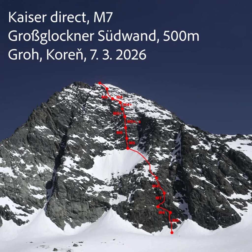 La linea di salita. Foto Instagram Juraj Koreň