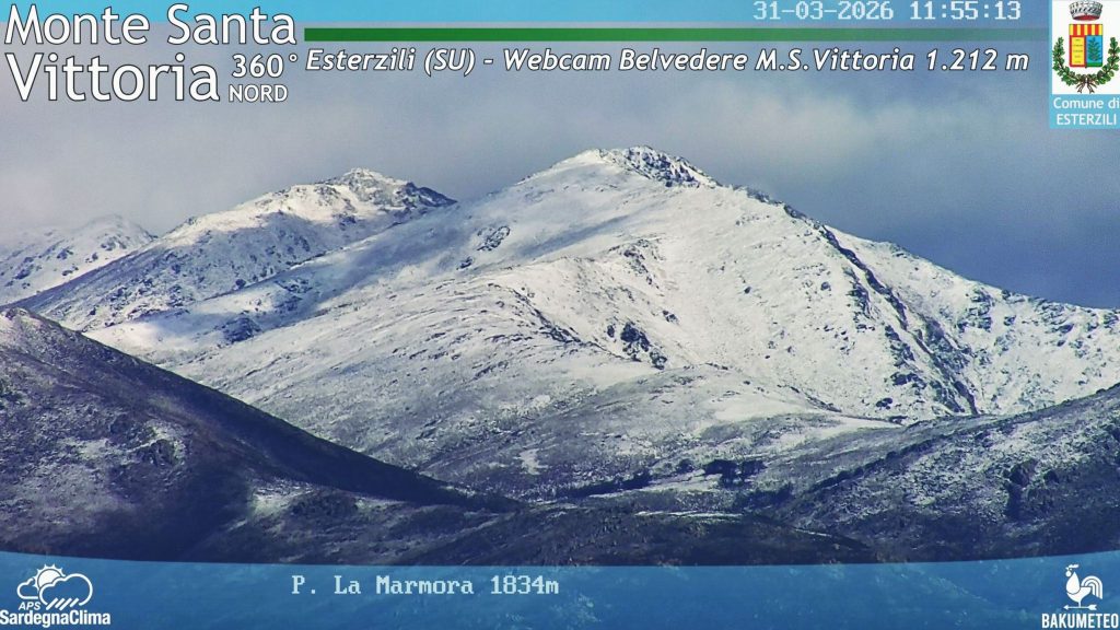webcam sulle montagne sarde innevate. Foto Facebook SArdegna Clima APS