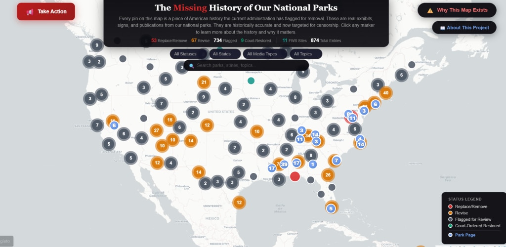 Mappa delle revisioni su www.missingparkhistory.org