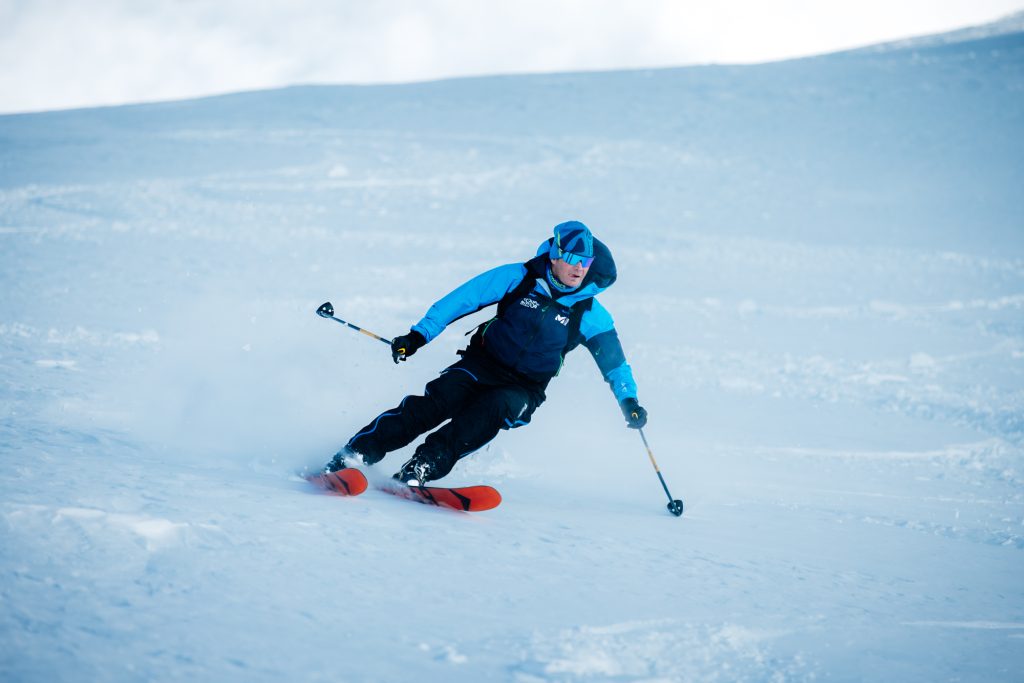marco Camandona in discesa, anima del Millet Tour du Rutor. Foto Pierre Lucianaz