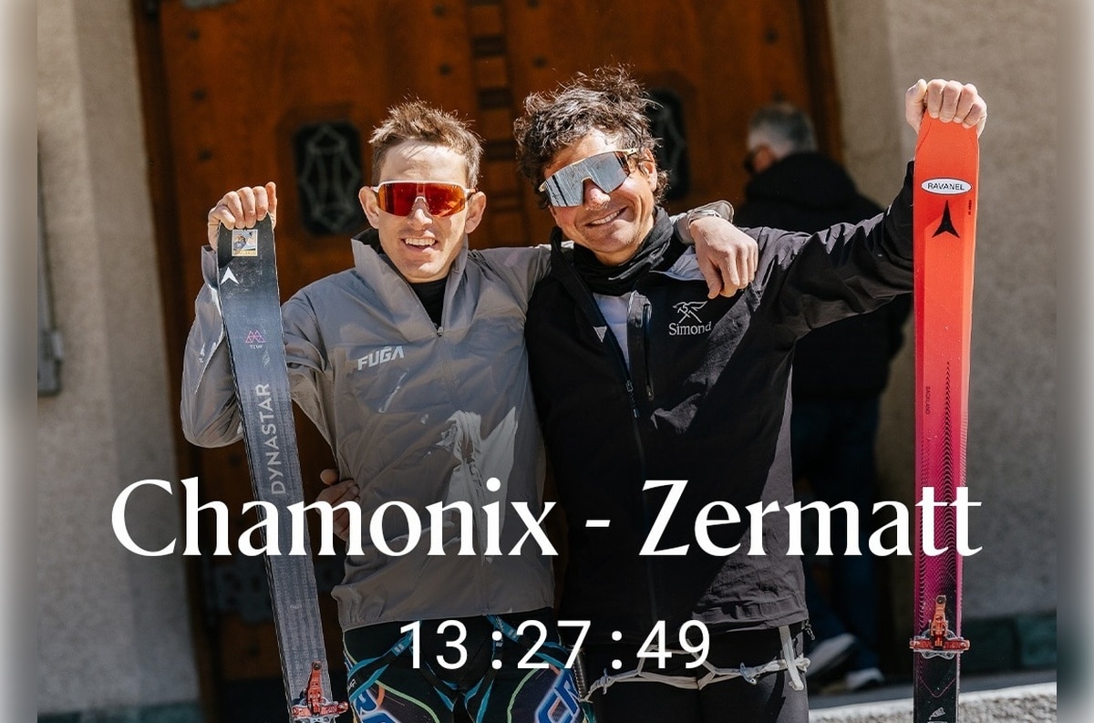 William Boffelli e Matheò Jacquemoud all'arrivo della traversata. Foto Instagram M. J.