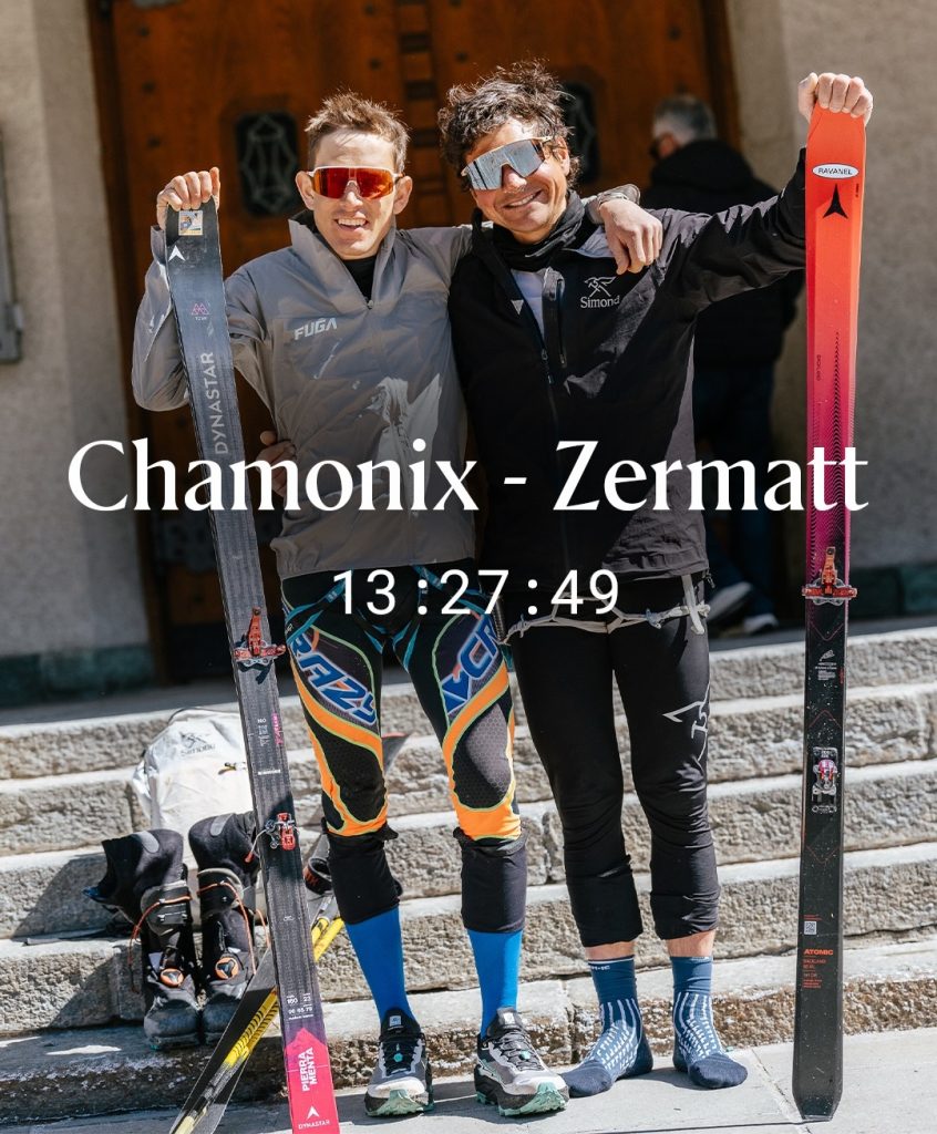 William Boffelli e Matheò Jacquemoud all'arrivo della traversata. Foto Instagram M. J.