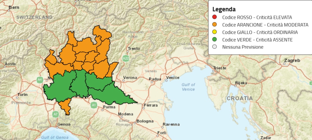 Rischio Incendi boschivi Regione Lombardia - Previsione del 09/04 