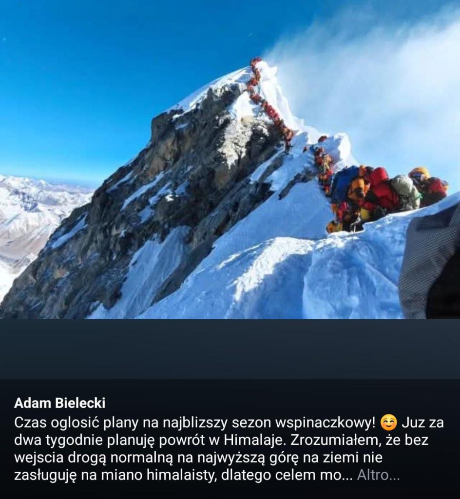 Il post ironico su FB di Adam Bielecki