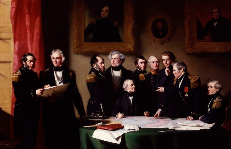 Il concilio artico definisce come procedere con le ricerche della spedizione di Franklin - Dipinto di Stephen Pearce - Wikimedia Commons, Pubblico dominio