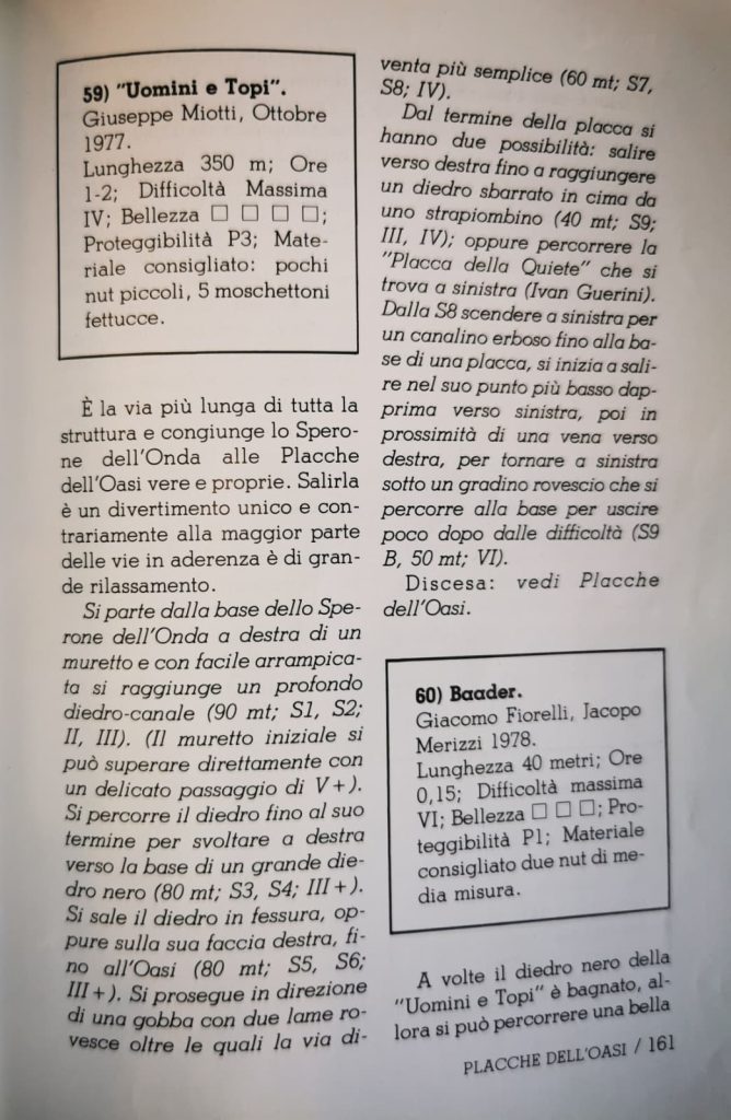 La relazione originale di Popi Miotti della via schiodata Schiera
