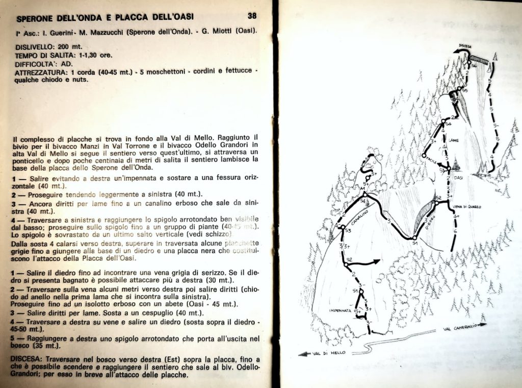 La relazione originale di Popi Miotti della via schiodata Schiera