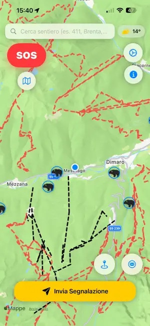 Bear Alert Trentino - Mappa