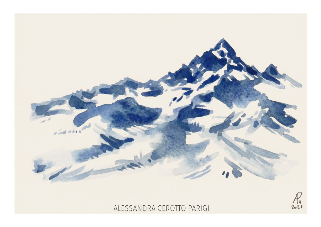 Illustrazione del Monviso ad acquerello. Foto Alessandra Parigi
