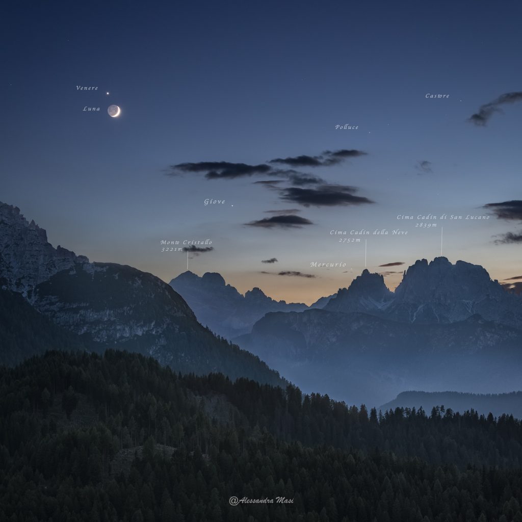 Il bacio tra Luna e Venere sulle Dolomiti - Foto Alessandra Masi
