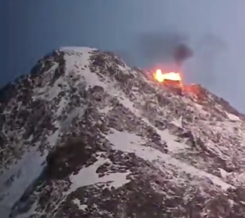 Un frame del video condiviso su FB dal Rifugio Garibaldi all