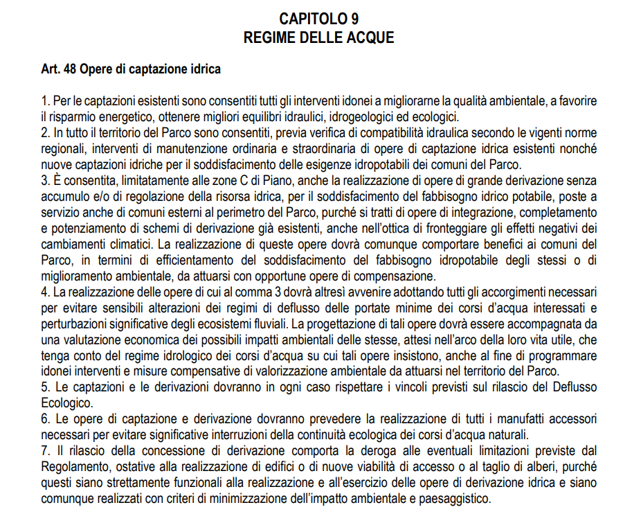 Capitolo 9 della bozza di Regolamento
