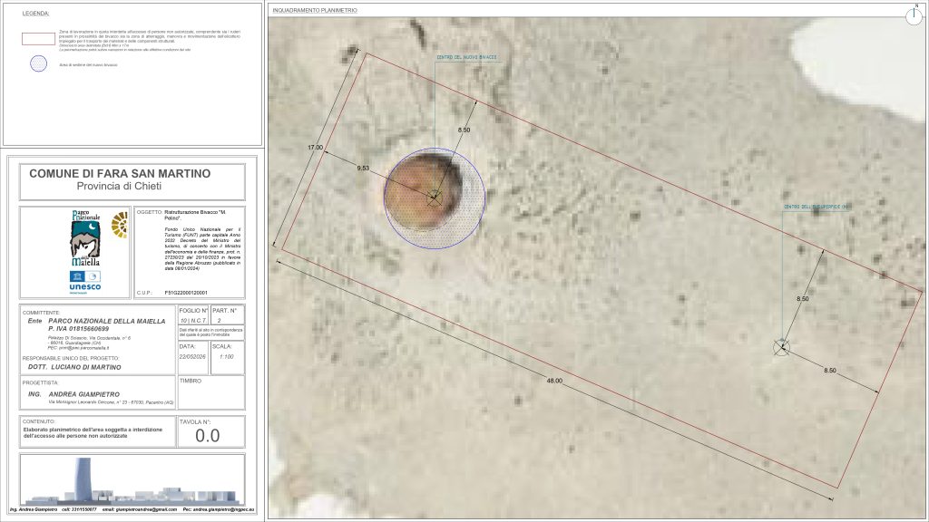 Planimetria della zona interdetta a personale non autorizzato - Parco Nazionale della Maiella