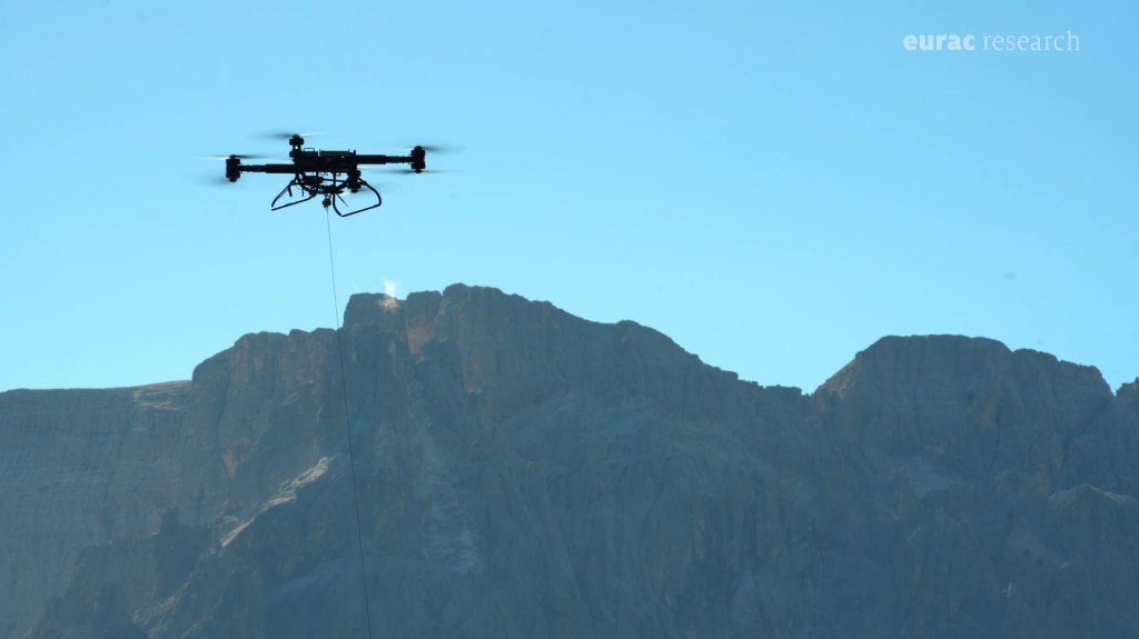 Drone operativo durante la fase di test. Fotogramma dal video di presentazione
