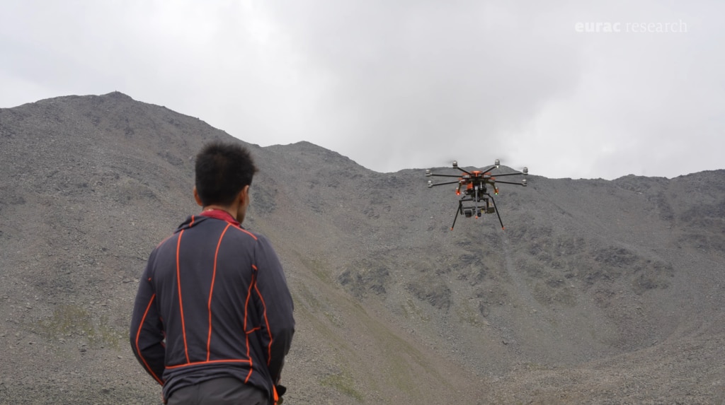 Drone operativo durante la fase di test. Fotogramma dal video di presentazione