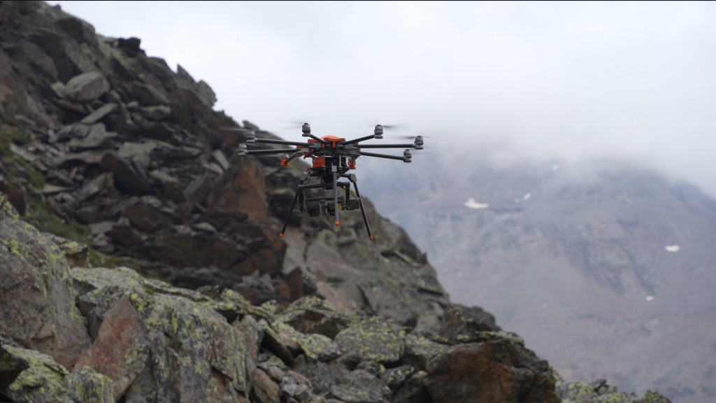 Drone operativo durante la fase di test. Fotogramma dal video di presentazione